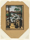 Artist: PRESTON, Margaret | Title: Mosman Bay. | Date: 1927 | Technique: woodcut, printed in black ink, from one block; hand-coloured | Copyright: © Margaret Preston. Licensed by VISCOPY, Australia