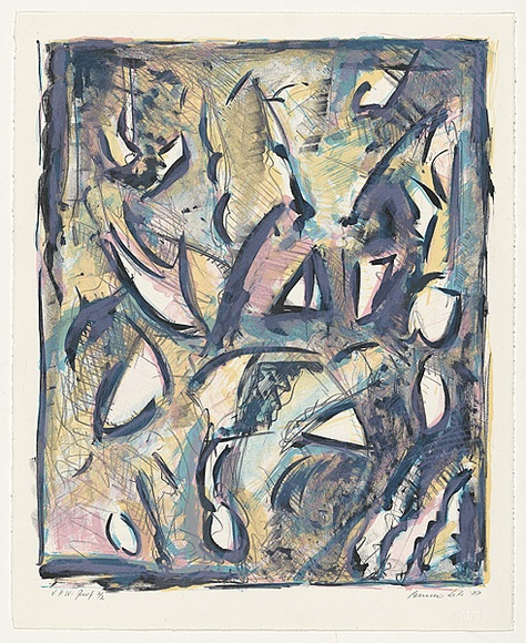 Artist: b'Leti, Bruno.' | Title: b'Displaced garden' | Date: 1987 | Technique: b'lithograph, printed in colour, from four stones' Artist: b'Leti, Bruno.' | Title: b'Displaced garden' | Date: 1987 | Technique: b'lithograph, printed in colour, from four stones'