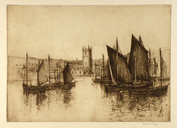 Artist: b'Long, Sydney.' | Title: b'St.Ives, Cornwall' | Date: (1928) | Technique: b'line-etching and drypoint, printed in sepia ink, from one copper plate' | Copyright: b'Reproduced with the kind permission of the Ophthalmic Research Institute of Australia' Artist: b'Long, Sydney.' | Title: b'St.Ives, Cornwall' | Date: (1928) | Technique: b'line-etching and drypoint, printed in sepia ink, from one copper plate' | Copyright: b'Reproduced with the kind permission of the Ophthalmic Research Institute of Australia'