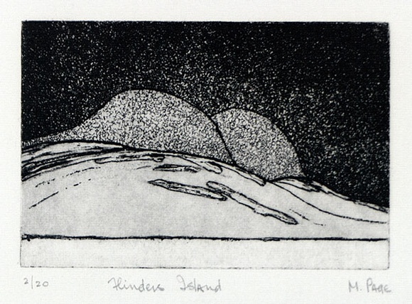 Artist: b'Page, Mary.' | Title: bFlinder's Island | Date: c.1985 | Technique: b'etching and aquatint, printed in black ink, from one plate' Artist: b'Page, Mary.' | Title: bFlinder's Island | Date: c.1985 | Technique: b'etching and aquatint, printed in black ink, from one plate'