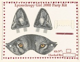 Artist: Cininas, Jazmina. | Title: Lycanthropy girl 2000 party kit | Date: 1999 | Technique: linocut, printed in colour by the reduction method, from one block; ribbon, copy press and guouche