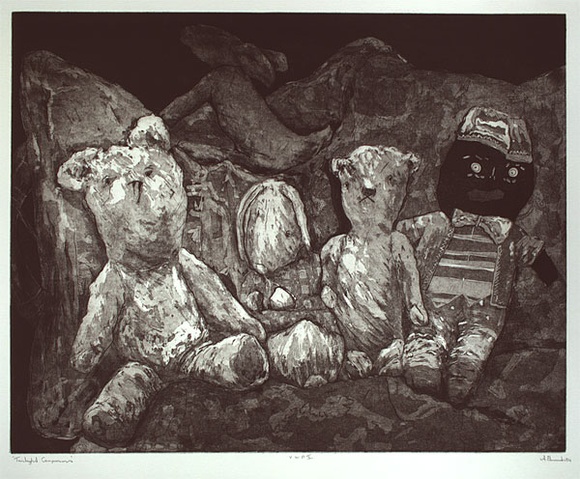 Artist: b'Edwards, Annette.' | Title: b'Twilight companions' | Date: 1984 | Technique: b'softground etching and aquatint, printed in black ink, from one plate' Artist: b'Edwards, Annette.' | Title: b'Twilight companions' | Date: 1984 | Technique: b'softground etching and aquatint, printed in black ink, from one plate'