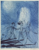 Artist: Doggett-Williams, Phillip. | Title: Crossing the river VII | Date: 1993 | Technique: lithograph, printed in blue ink, from two stones