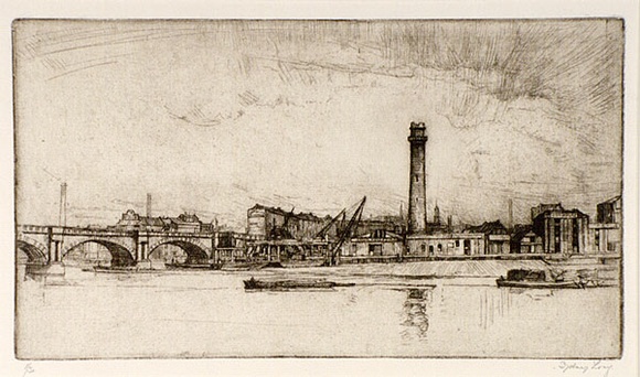 Artist: b'Long, Sydney.' | Title: b'The old shot and powder works' | Date: 1925 | Technique: b'line-etching, printed in black ink, from one copper plate' | Copyright: b'Reproduced with the kind permission of the Ophthalmic Research Institute of Australia' Artist: b'Long, Sydney.' | Title: b'The old shot and powder works' | Date: 1925 | Technique: b'line-etching, printed in black ink, from one copper plate' | Copyright: b'Reproduced with the kind permission of the Ophthalmic Research Institute of Australia'