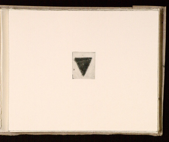 Artist: b'Mann, Gillian.' | Title: b'(Triangle within a rectangle).' | Date: 1981 | Technique: b'etching, printed in black ink, from one plate' Artist: b'Mann, Gillian.' | Title: b'(Triangle within a rectangle).' | Date: 1981 | Technique: b'etching, printed in black ink, from one plate'