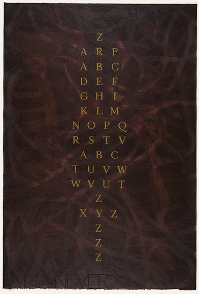 Artist: b'Tillers, Imants.' | Title: b'Alphabet [2]' | Date: 2003 | Technique: b'woodcut and etching, printed in colour, from  plywood block and copper plate' | Copyright: b'Courtesy of the artist'