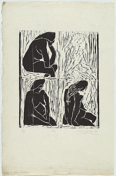 Artist: b'WALKER, Murray' | Title: b'Sue.' | Date: 1964 | Technique: b'woodcut, printed in black ink, from one block'