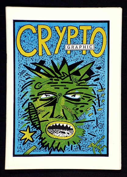 Artist: b'VARIOUS ARTISTS' | Title: b'Crypto Graphic (head with volkswagen in mouth).' | Date: 1989 | Technique: b'offset-lithograph' Artist: b'VARIOUS ARTISTS' | Title: b'Crypto Graphic (head with volkswagen in mouth).' | Date: 1989 | Technique: b'offset-lithograph'