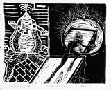 Artist: COLEING, Tony | Title: Watch the ball. | Date: 1986 | Technique: linocut, printed in black ink, from one block