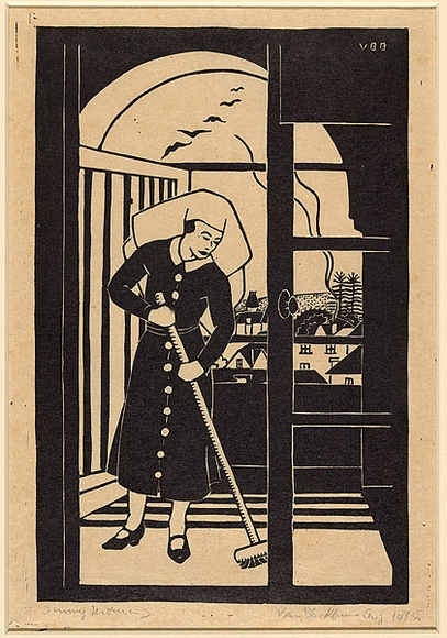Artist: Blackburn, Vera. | Title: <p>Sunny morning</p> | Date: 1935 | Technique: linocut, printed in black ink, from one block Artist: Blackburn, Vera. | Title: <p>Sunny morning</p> | Date: 1935 | Technique: linocut, printed in black ink, from one block