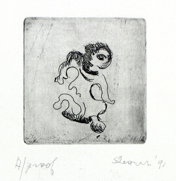 Artist: b'Shearer, Mitzi.' | Title: b'not titled' | Date: 1991 | Technique: b'etching, printed in black ink with plate-tone, from one plate' Artist: b'Shearer, Mitzi.' | Title: b'not titled' | Date: 1991 | Technique: b'etching, printed in black ink with plate-tone, from one plate'