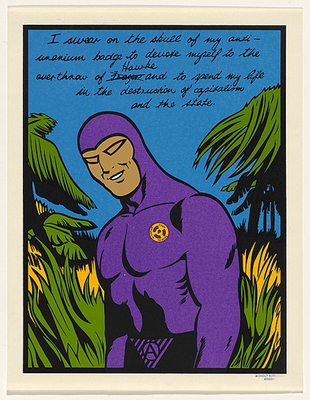 Artist: b'Without Authority.' | Title: b'Phantom (Hawke)' | Date: 1984 | Technique: b'screenprint, printed in colour, from six ulano hand-cut stencils' | Copyright: b'Courtesy of the artist' Artist: b'Without Authority.' | Title: b'Phantom (Hawke)' | Date: 1984 | Technique: b'screenprint, printed in colour, from six ulano hand-cut stencils' | Copyright: b'Courtesy of the artist'