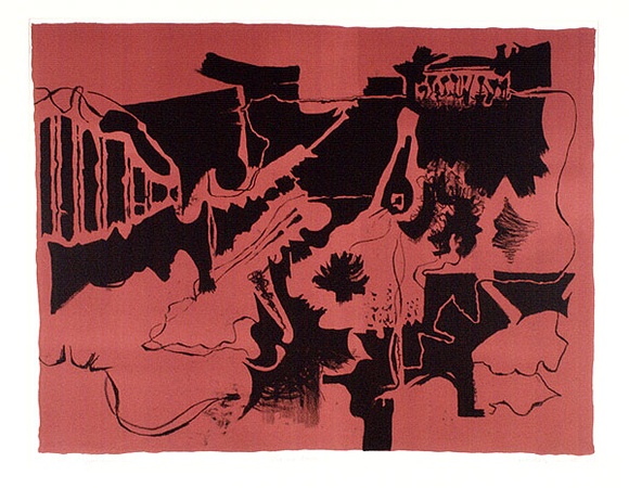 Artist: b'Plate, Carl.' | Title: b'Red and black 5' | Date: 1968 | Technique: b'lithograph, printed in colour, from two stones' | Copyright: b'\xc2\xa9 Estate of Carl Plate' Artist: b'Plate, Carl.' | Title: b'Red and black 5' | Date: 1968 | Technique: b'lithograph, printed in colour, from two stones' | Copyright: b'\xc2\xa9 Estate of Carl Plate'