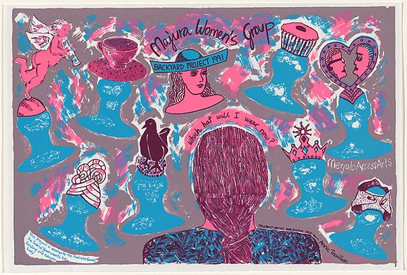 Artist: b'Trevillian, Annie.' | Title: bMajura Women's Group: Backyard Project | Date: 1991 | Technique: b'screenprint, printed in colour, from multiple stencils' | Copyright: b'\xc2\xa9 Annie Trevillian' Artist: b'Trevillian, Annie.' | Title: bMajura Women's Group: Backyard Project | Date: 1991 | Technique: b'screenprint, printed in colour, from multiple stencils' | Copyright: b'\xc2\xa9 Annie Trevillian'