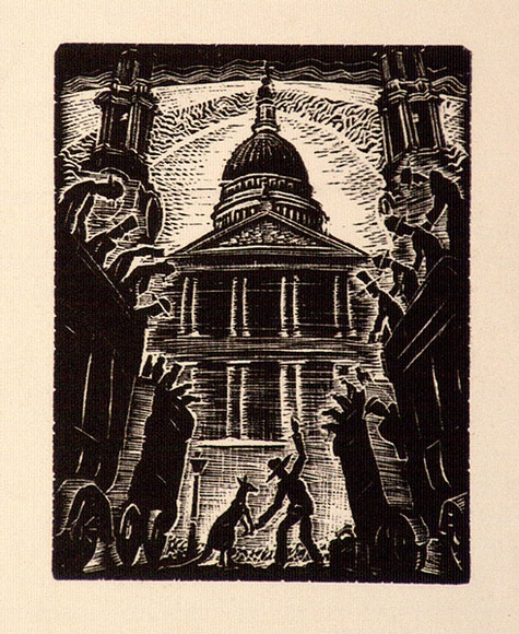 Artist: b'McGrath, Raymond.' | Title: b'Greeting card: Christmas' | Date: 1926, November | Technique: b'wood-engraving, printed in black ink, from one block' Artist: b'McGrath, Raymond.' | Title: b'Greeting card: Christmas' | Date: 1926, November | Technique: b'wood-engraving, printed in black ink, from one block'