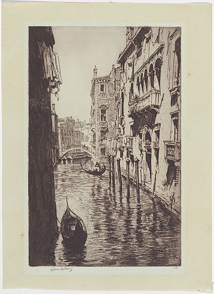 Artist: b'LINDSAY, Lionel' | Title: b'The waiting gondola, Venice' | Date: 1930 | Technique: b'etching, printed in black ink with plate-tone, from one plate' | Copyright: b'Courtesy of the National Library of Australia' Artist: b'LINDSAY, Lionel' | Title: b'The waiting gondola, Venice' | Date: 1930 | Technique: b'etching, printed in black ink with plate-tone, from one plate' | Copyright: b'Courtesy of the National Library of Australia'