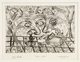 Artist: Hobba, Leigh. | Title: HEAD LINES. | Date: 1991 | Technique: drypoint, printed in black ink, from one plate
