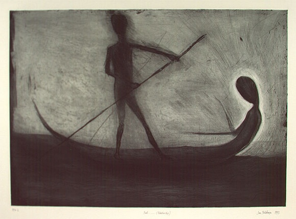 Artist: b'Palethorpe, Jan' | Title: b'Boat...... (relationship)' | Date: 1993 | Technique: b'etching and drypoint, printed in black ink, from one plate' Artist: b'Palethorpe, Jan' | Title: b'Boat...... (relationship)' | Date: 1993 | Technique: b'etching and drypoint, printed in black ink, from one plate'