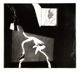 Artist: BALDESSIN, George | Title: Personage window and factory smoke. | Date: 1966 | Technique: etching and aquatint, printed in black ink, from one plate