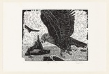 Artist: Gilbert, Kevin. | Title: Eagles at bay | Date: 1967 | Technique: linocut, printed in black ink, from one block