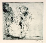 Artist: LONG, Sydney | Title: Small pastoral | Date: (1921) | Technique: drypoint and aquatint, printed in brown ink, from one copper plate | Copyright: Reproduced with the kind permission of the Ophthalmic Research Institute of Australia