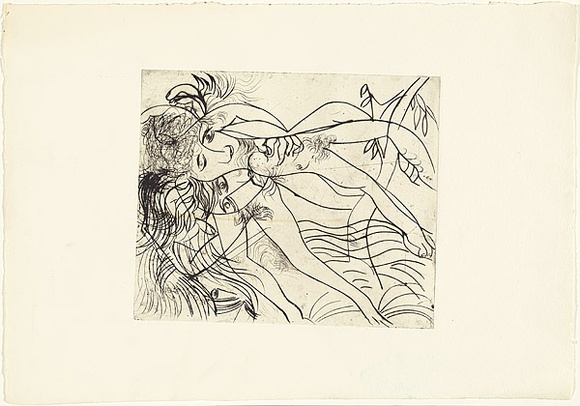 Artist: b'BOYD, Arthur' | Title: b'Lovers in a hammock.' | Date: (1962-63) | Technique: b'drypoint, printed in black ink, from one plate' | Copyright: b'Reproduced with permission of Bundanon Trust' Artist: b'BOYD, Arthur' | Title: b'Lovers in a hammock.' | Date: (1962-63) | Technique: b'drypoint, printed in black ink, from one plate' | Copyright: b'Reproduced with permission of Bundanon Trust'