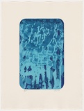 Artist: Javanalikikorn, Kade. | Title: Not titled [overlaid plate patterns in blue tones]. | Date: 2007 | Technique: etching, open-bite and aquatint, printed using viscosity method in colour, from one plate; 1 intaglio colour, 2 roll colours