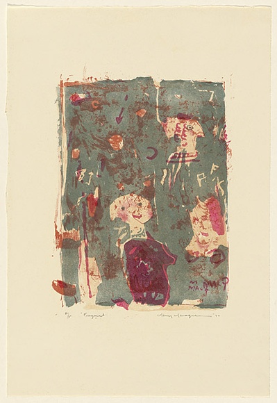 Artist: b'MACQUEEN, Mary' | Title: b'Fragment' | Date: 1970 | Technique: b'lithograph, printed in colour, from multiple plates' | Copyright: b'Courtesy Paulette Calhoun, for the estate of Mary Macqueen' Artist: b'MACQUEEN, Mary' | Title: b'Fragment' | Date: 1970 | Technique: b'lithograph, printed in colour, from multiple plates' | Copyright: b'Courtesy Paulette Calhoun, for the estate of Mary Macqueen'