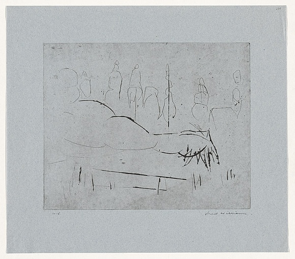Artist: b'WILLIAMS, Fred' | Title: b'Burning tree stump, path and trees' | Date: 1965 | Technique: b'etching and drypoint, printed in black ink, from one copper plate' | Copyright: b'\xc2\xa9 Fred Williams Estate' Artist: b'WILLIAMS, Fred' | Title: b'Burning tree stump, path and trees' | Date: 1965 | Technique: b'etching and drypoint, printed in black ink, from one copper plate' | Copyright: b'\xc2\xa9 Fred Williams Estate'