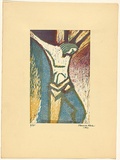 Artist: de Kesler, Thomas. | Title: not titled [Christ on the cross] | Date: about 1955 | Technique: linocut, printed in colour inks, from multiple blocks