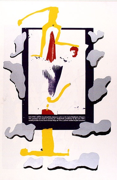 Artist: b'COLEING, Tony' | Title: bA gardener's de flower dream. | Date: 1975 | Technique: b'screenprint, printed in colour, from five stencils' Artist: b'COLEING, Tony' | Title: bA gardener's de flower dream. | Date: 1975 | Technique: b'screenprint, printed in colour, from five stencils'