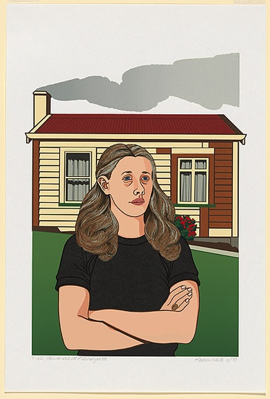 Artist: b'White, Robin.' | Title: b'This is me at Kaitangata.' | Date: 1979, June | Technique: b'screenprint, printed in colour, from 15 stencils'