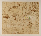 Artist: b'Shearer, Mitzi.' | Title: b'Bulliwutzies I' | Date: 1980 | Technique: b'etching, printed in brown ink with plate-tone, from one  plate, hand-coloured'