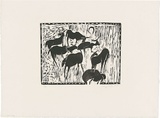 Artist: WALKER, Murray | Title: Goats and Sheep. | Date: 1964 | Technique: woodcut, printed in black ink, from one block