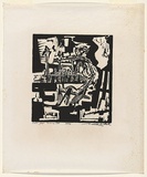 Artist: Ratas, Vaclovas. | Title: Hero | Date: 1961 | Technique: relief-print, printed in black ink, from one plaster block