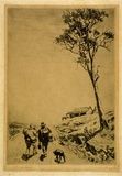 Artist: LINDSAY, Lionel | Title: The shanty on the rise | Date: 1922 | Technique: etching, printed in black ink with plate-tone, from one plate | Copyright: Courtesy of the National Library of Australia