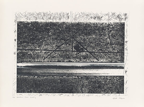 Artist: b'MEYER, Bill' | Title: b'Southern Cross cutting' | Date: 1981 | Technique: b'photo-etching, aquatint, drypoint, printed in black ink, from one zinc plate' | Copyright: b'\xc2\xa9 Bill Meyer' Artist: b'MEYER, Bill' | Title: b'Southern Cross cutting' | Date: 1981 | Technique: b'photo-etching, aquatint, drypoint, printed in black ink, from one zinc plate' | Copyright: b'\xc2\xa9 Bill Meyer'