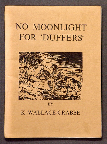 Artist: b'Wallace-Crabbe, Kenneth.' | Title: bNo moonlight for 'Duffers'. | Date: 1978 | Technique: b'wood-engravings, lineblocks, letterpress, printed in black ink' | Copyright: b'Courtesy the estate of Kenneth Wallace-Crabbe' Artist: b'Wallace-Crabbe, Kenneth.' | Title: bNo moonlight for 'Duffers'. | Date: 1978 | Technique: b'wood-engravings, lineblocks, letterpress, printed in black ink' | Copyright: b'Courtesy the estate of Kenneth Wallace-Crabbe'