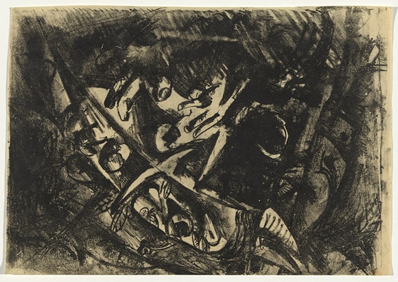 Artist: b'BOYD, Arthur' | Title: b'Hands and horned figures.' | Date: c.1952 | Technique: b'lithograph, printed in black ink, from one stone [or plate]' | Copyright: b'Reproduced with permission of Bundanon Trust'