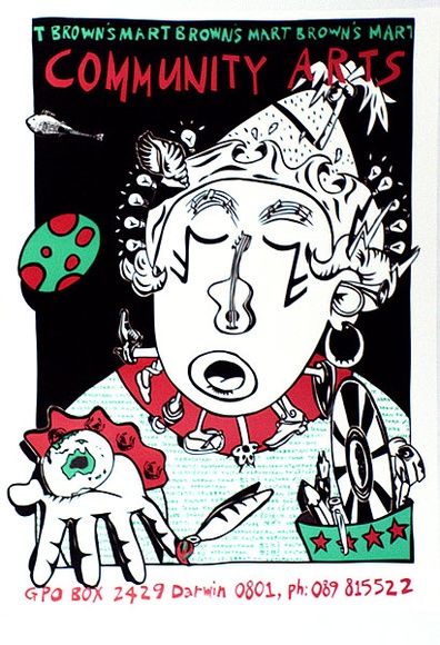 Artist: b'Green Ant Research Arts and Publishing.' | Title: bBrown's Mart | Date: 1992 | Technique: b'offset-lithograph, printed in colour, from three process plates' Artist: b'Green Ant Research Arts and Publishing.' | Title: bBrown's Mart | Date: 1992 | Technique: b'offset-lithograph, printed in colour, from three process plates'