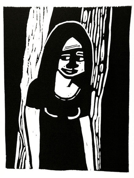 Artist: b'LAWTON, Tina' | Title: b'Number 7' | Date: 1962 | Technique: b'linocut, printed in black ink, from one block'