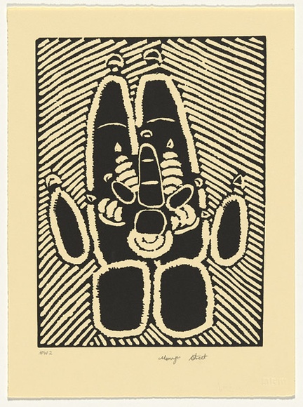 Artist: b'STREET, Mervyn' | Title: b'Animal tracks' | Date: 1994, October-November | Technique: b'linocut, printed in black ink, from one block' Artist: b'STREET, Mervyn' | Title: b'Animal tracks' | Date: 1994, October-November | Technique: b'linocut, printed in black ink, from one block'