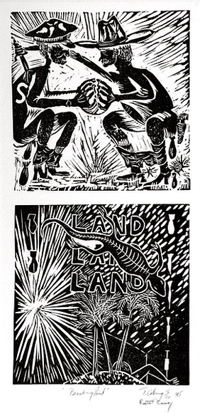 Artist: b'Cooney, Robert.' | Title: b'Breaking point.' | Date: 1985 | Technique: b'engraved lino block'
