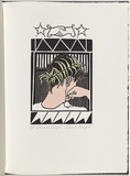 Artist: White, Robin. | Title: Not titled (this is Brigid). | Date: 1985 | Technique: woodcut, printed in black ink, from one block; hand-coloured