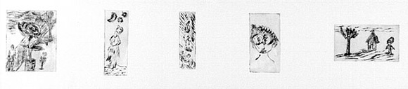 Artist: b'Shearer, Mitzi.' | Title: b'not titled [Five small pictures]' | Technique: b'etching, drypoint printed in black ink with plate-tone, from five plates'