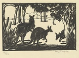 Artist: Voke, May. | Title: Kangaroos | Date: 1935 | Technique: wood-engraving, printed in black ink, from one block