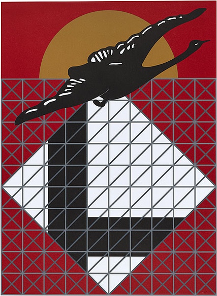 Artist: b'Bennett, Gordon.' | Title: b'Home decor (Counter composition) black swan' | Date: 1998 | Technique: b'lithograph, printed in colour, from five aluminium plates' | Copyright: b'\xc2\xa9 Gordon Bennett, Licensed by VISCOPY, Australia' Artist: b'Bennett, Gordon.' | Title: b'Home decor (Counter composition) black swan' | Date: 1998 | Technique: b'lithograph, printed in colour, from five aluminium plates' | Copyright: b'\xc2\xa9 Gordon Bennett, Licensed by VISCOPY, Australia'