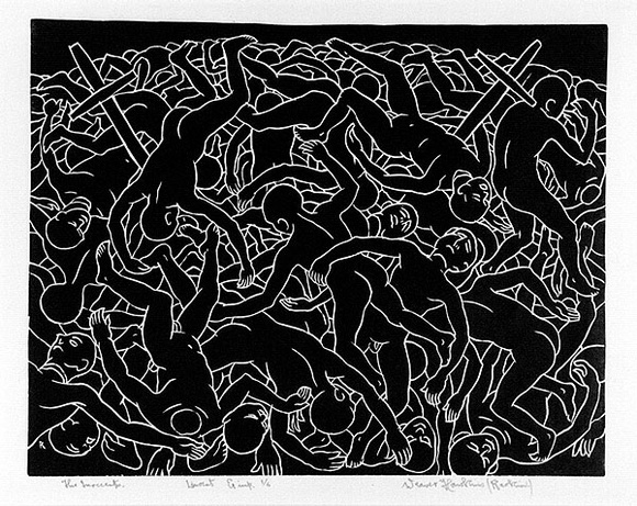 Artist: Hawkins, Weaver. | Title: The innocents | Date: 1968 | Technique: linocut, printed in black ink, from one block | Copyright: The Estate of H.F Weaver Hawkins
