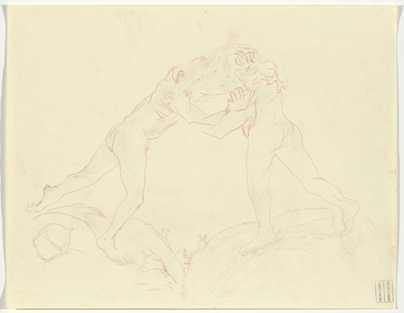Artist: b'BOYD, Arthur' | Title: b'Two figures wrestling.' | Date: 1960-70 | Technique: b'transfer drawing' | Copyright: b'Reproduced with permission of Bundanon Trust' Artist: b'BOYD, Arthur' | Title: b'Two figures wrestling.' | Date: 1960-70 | Technique: b'transfer drawing' | Copyright: b'Reproduced with permission of Bundanon Trust'