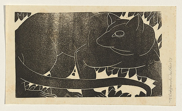 Artist: b'Walker, Ralph Trafford.' | Title: b'(Possom)' | Date: 1937 | Technique: b'linocut, printed in black ink, from one block' Artist: b'Walker, Ralph Trafford.' | Title: b'(Possom)' | Date: 1937 | Technique: b'linocut, printed in black ink, from one block'
